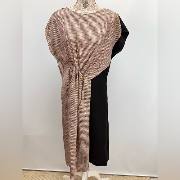 ZARA Tan and Black Asymmetrical Fitted Dress size L - Picture 8 of 16